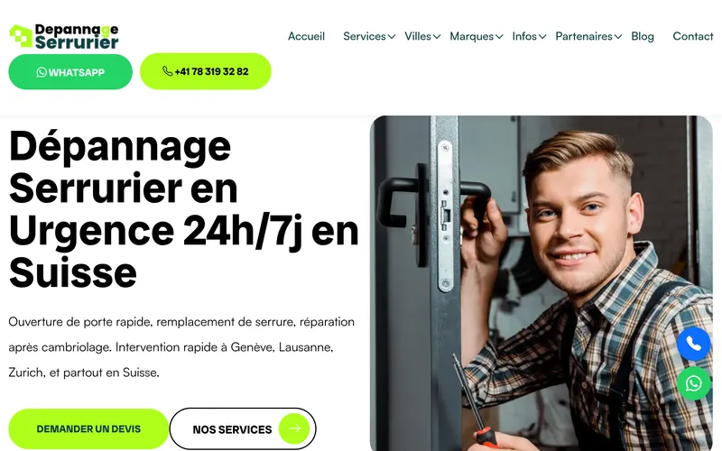Aperçu du site Dépannage Serrurier 24/7